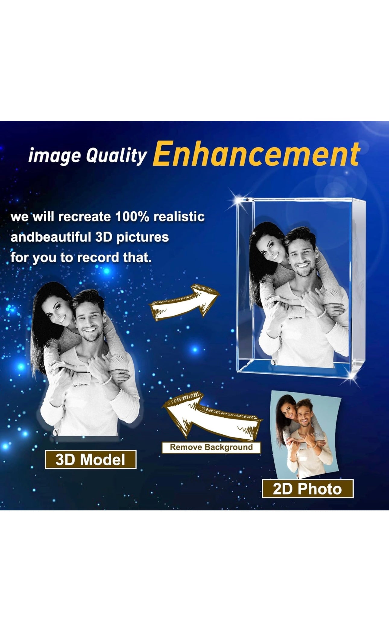 Laser Etched 3D Customized Picture in Crystal