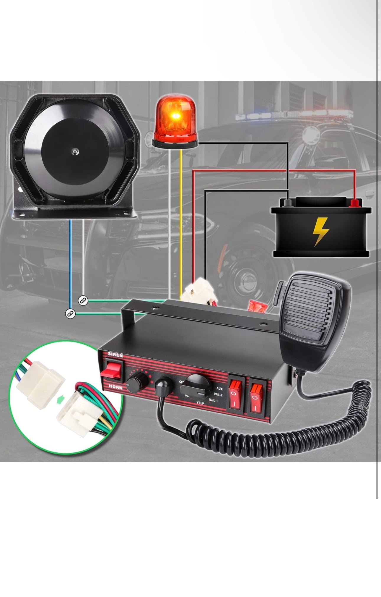 8 Tones Warning Emergency Siren PA System with Handheld Microphone 12V 200W