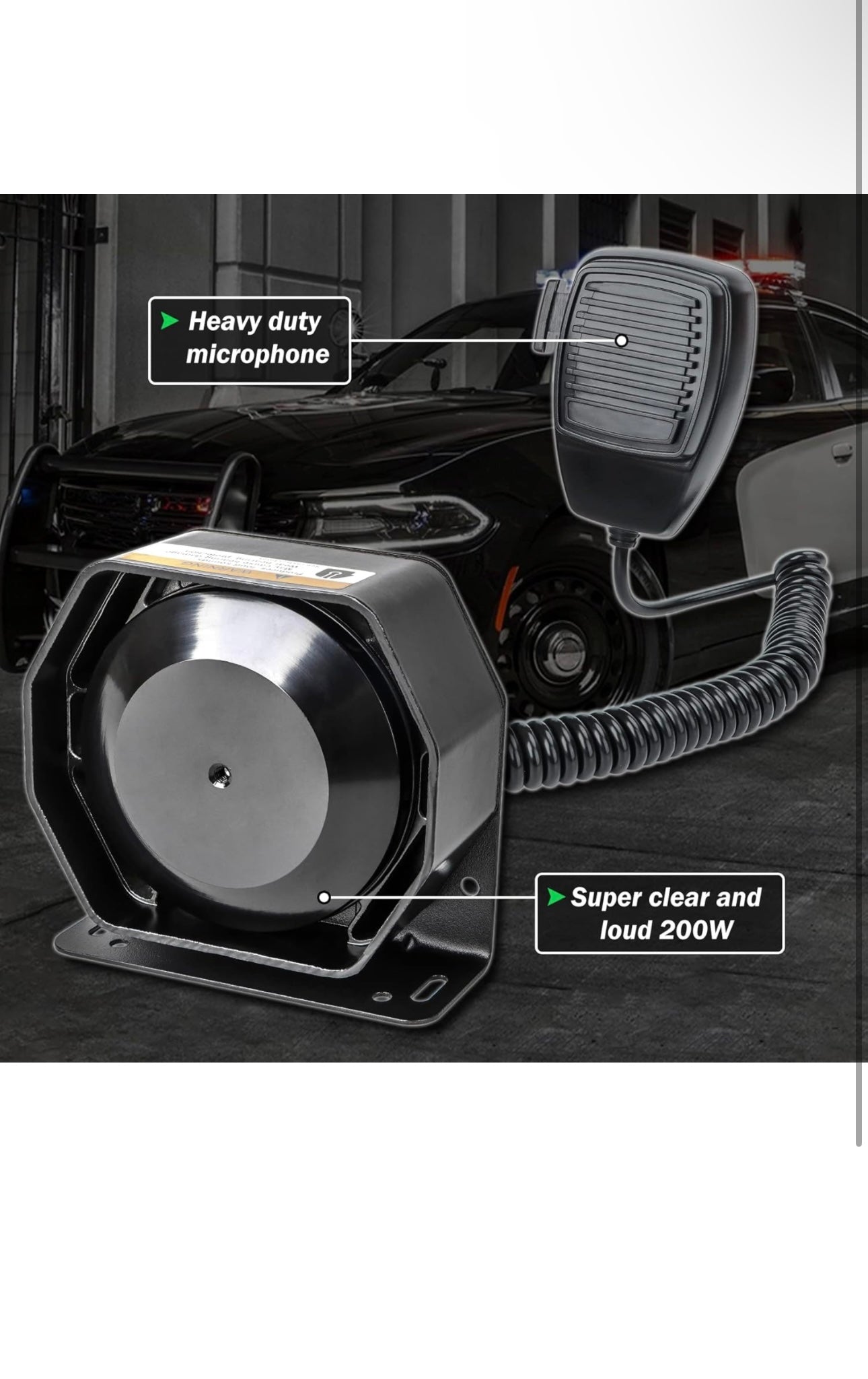 8 Tones Warning Emergency Siren PA System with Handheld Microphone 12V 200W