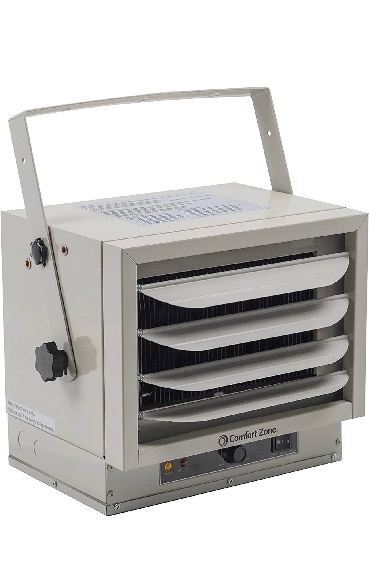 5000-Watt, 240v Hard Wired Fan-Forced Ceiling Mount Heater (White) Dual Knob Controls and Safety Overheat Protection