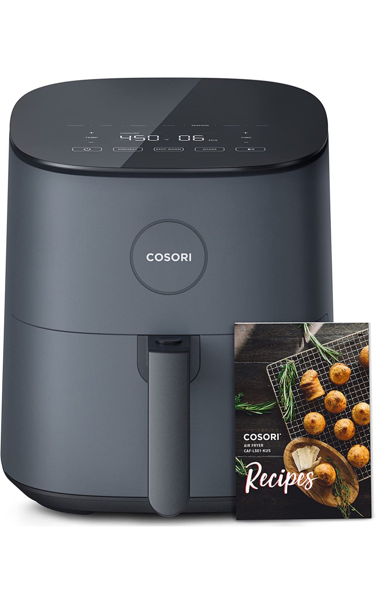 COSORI Air Fryer, 5 QT, 9-in-1 Airfryer Compact Oilless Small Oven, Dishwasher-Safe, 450℉ freidora de aire, 30 Exclusive Recipes, Tempered Glass Display, Nonstick Basket