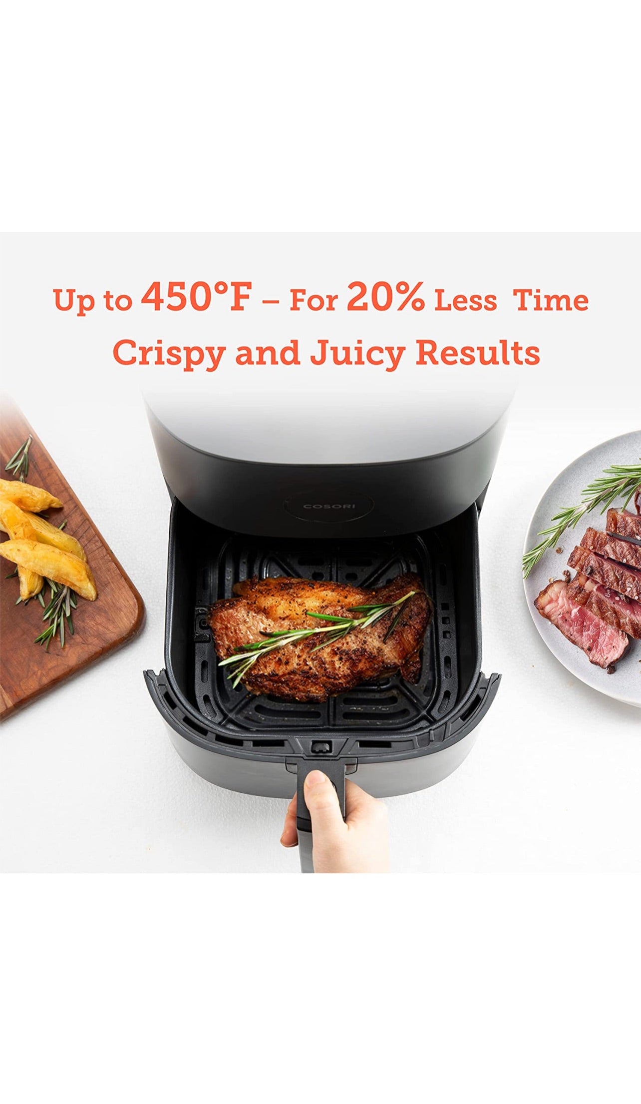 COSORI Air Fryer, 5 QT, 9-in-1 Airfryer Compact Oilless Small Oven, Dishwasher-Safe, 450℉ freidora de aire, 30 Exclusive Recipes, Tempered Glass Display, Nonstick Basket