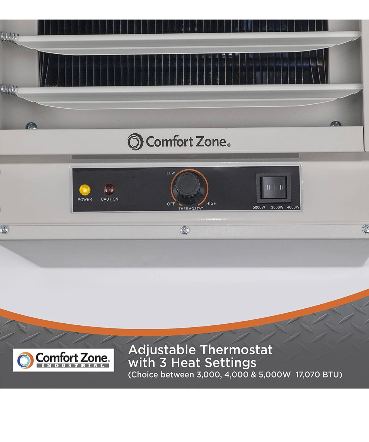 5000-Watt, 240v Hard Wired Fan-Forced Ceiling Mount Heater (White) Dual Knob Controls and Safety Overheat Protection