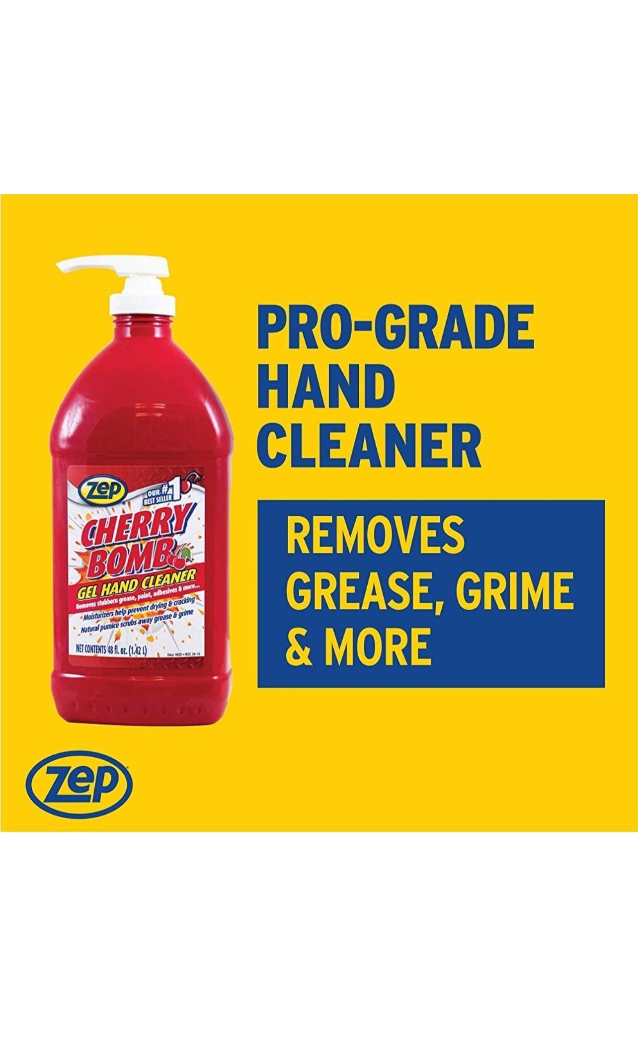 Zep Cherry Bomb Industrial Pumice Hand Cleaner - 48 Ounce (Case of 4) ZUCBHC48CA - Heavy Duty Hand Cleaner and Degreaser. Available for all 50 States