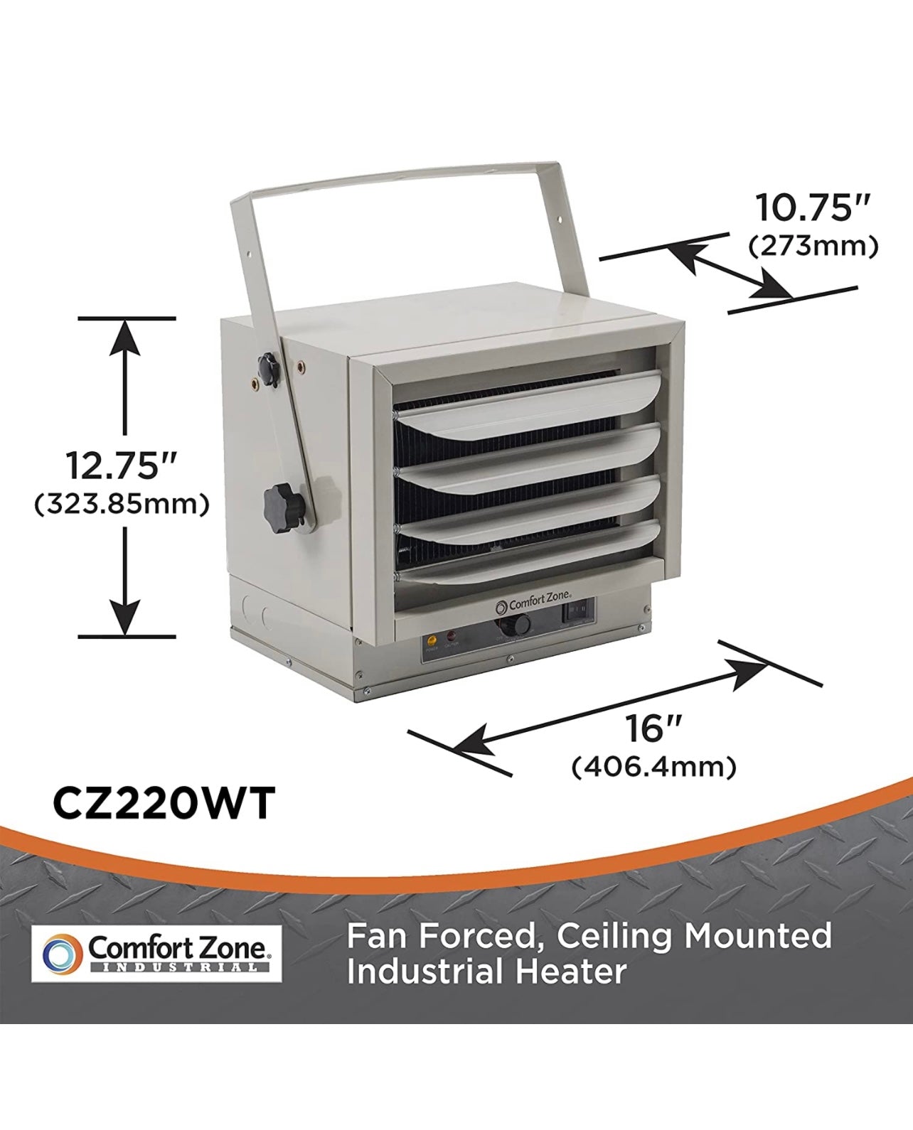 5000-Watt, 240v Hard Wired Fan-Forced Ceiling Mount Heater (White) Dual Knob Controls and Safety Overheat Protection