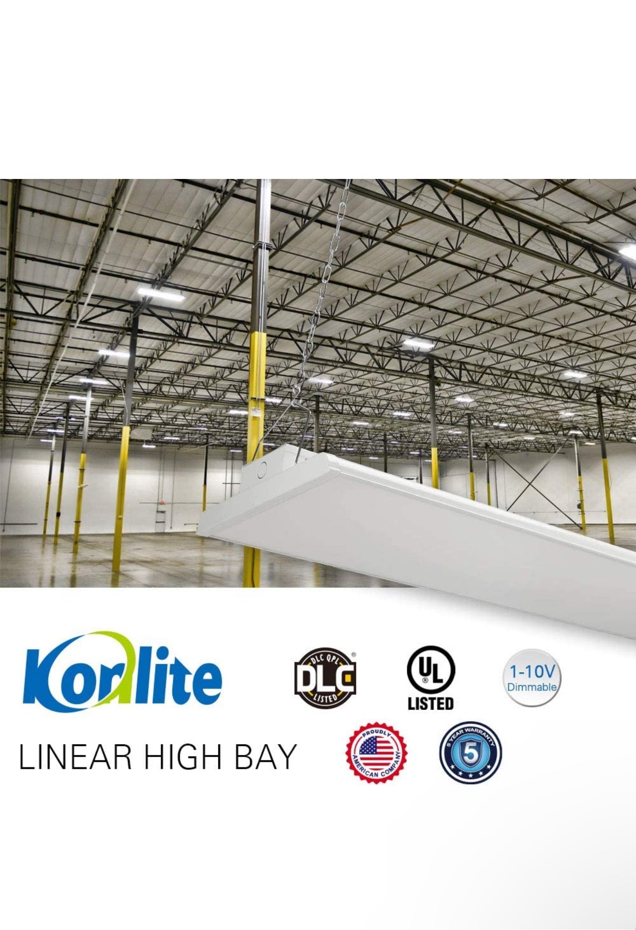 Konlite 2 FT Linear LED Bay Ceiling Shop Light 105w 5000k