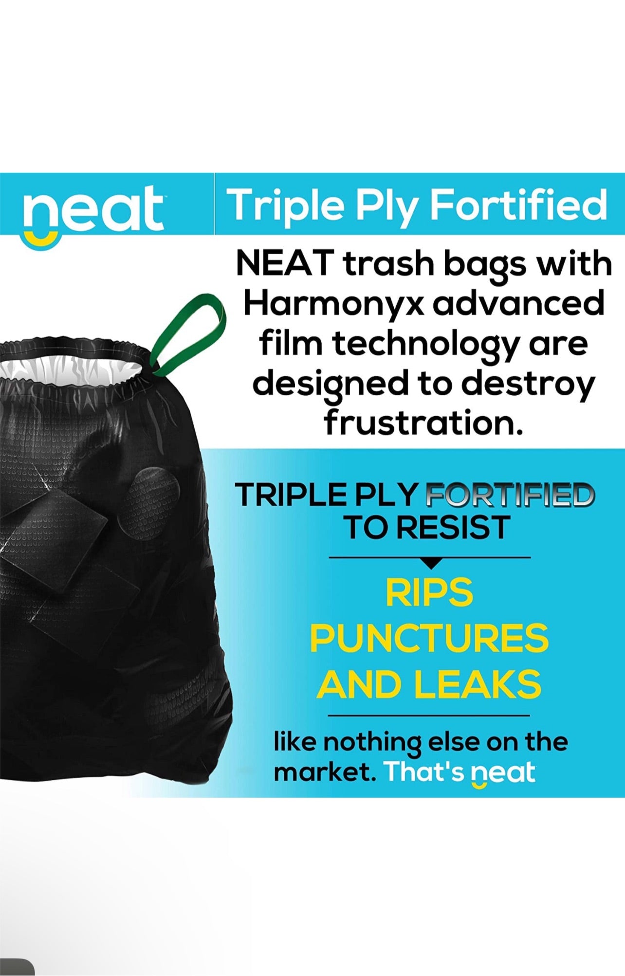 Neat Tall Kitchen 30 Gallon Drawstring Trash Bags - (MEGA 120 COUNT)