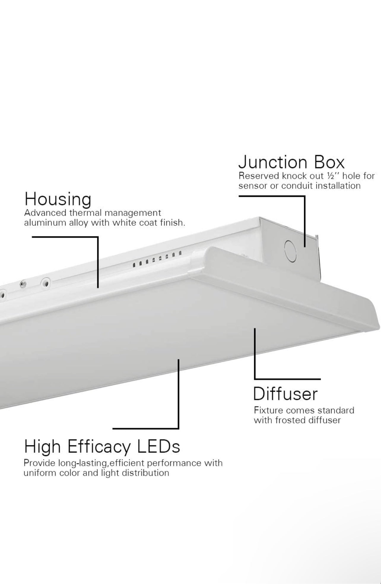 Konlite 2 FT Linear LED Bay Ceiling Shop Light 105w 5000k