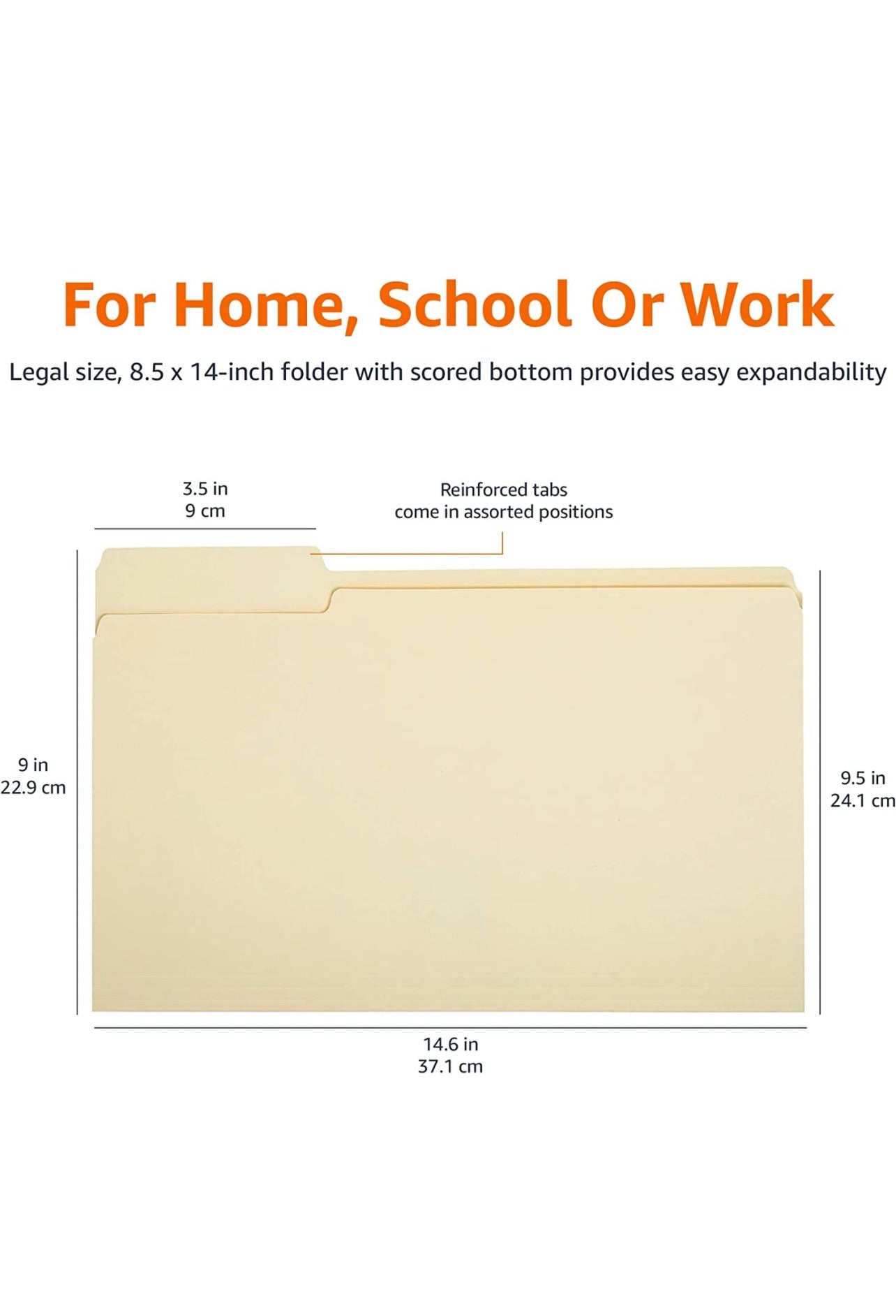 File Folders - 1/3 Tab, Manila, Legal Size, 100-Pack