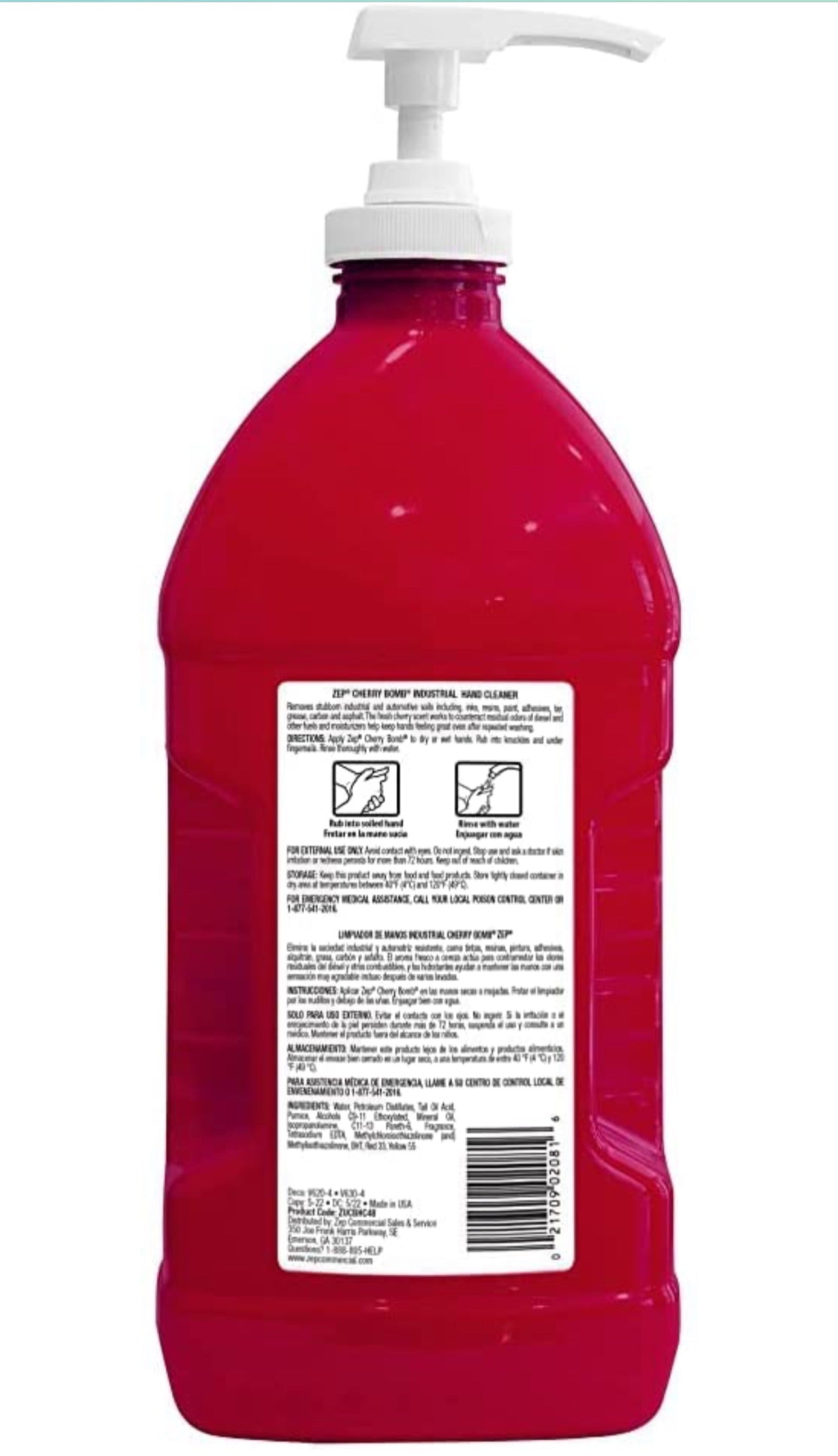 Zep Cherry Bomb Industrial Pumice Hand Cleaner - 48 Ounce (Case of 4) ZUCBHC48CA - Heavy Duty Hand Cleaner and Degreaser. Available for all 50 States