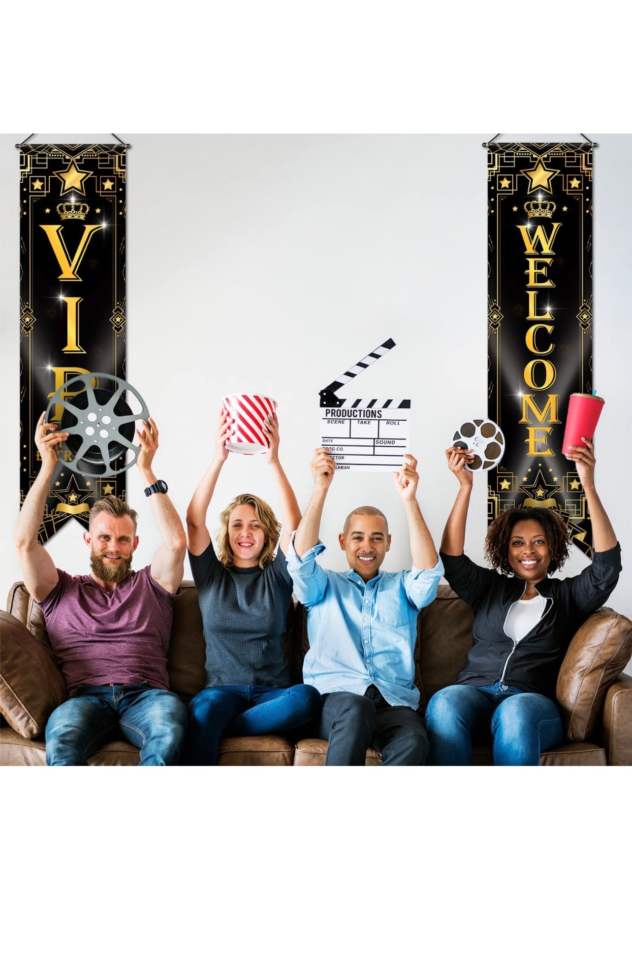 Banner VIP Sign Movie Night Party Decorations Movie Theater Banner Now Showing Hanging Porch Sign