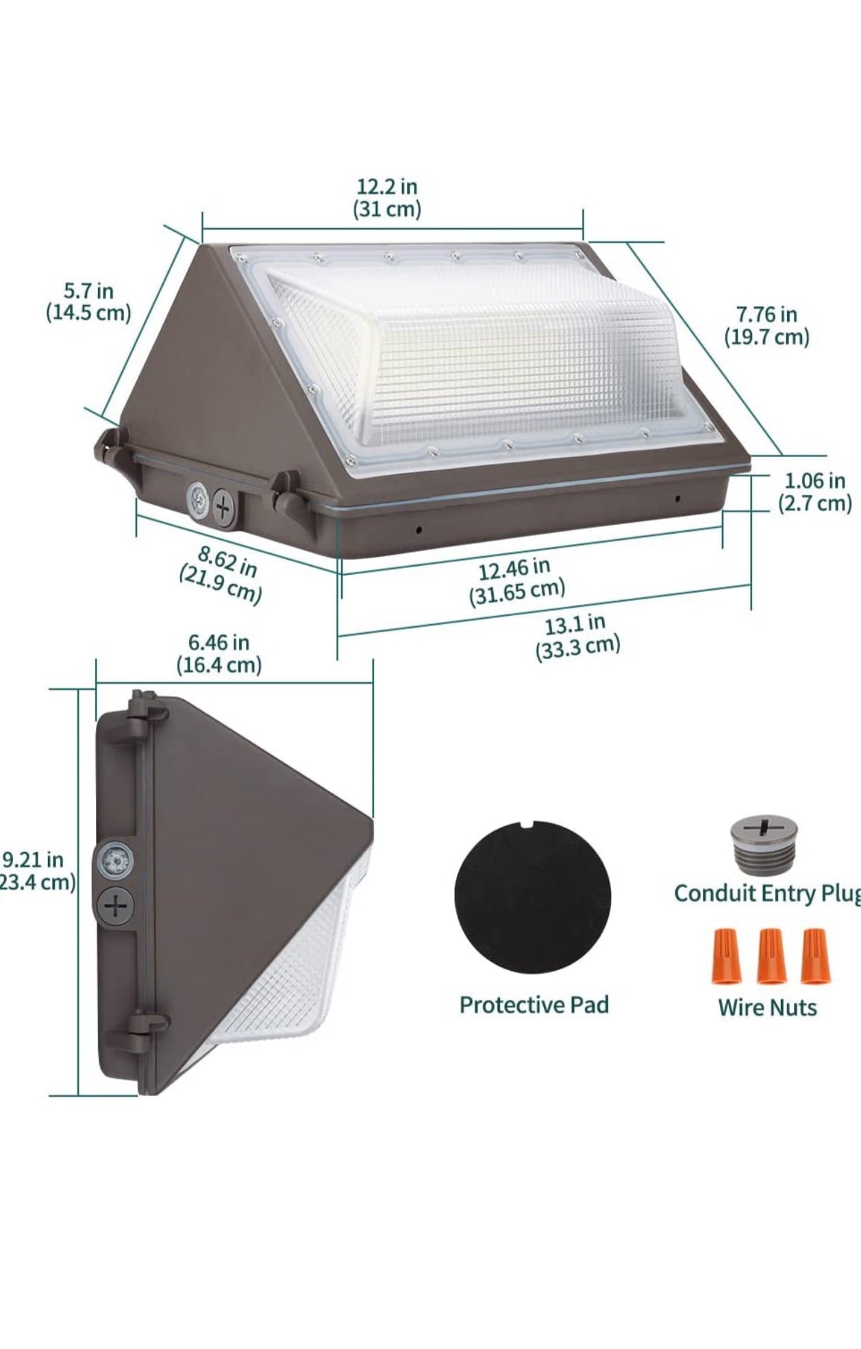 kadision LED Wall Pack with Dusk-to-Dawn Photocell, 60W Waterproof Outdoor Commercial Lighting Fixture, 150-200W HPS/MH Replacement, 5000K 7800lm 100-277V ETL/cETL Listed