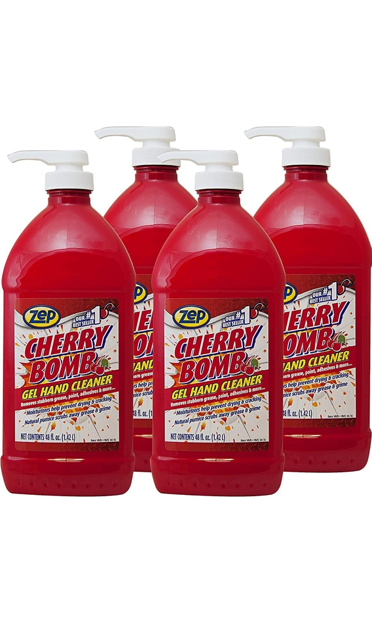 Zep Cherry Bomb Industrial Pumice Hand Cleaner - 48 Ounce (Case of 4) ZUCBHC48CA - Heavy Duty Hand Cleaner and Degreaser. Available for all 50 States