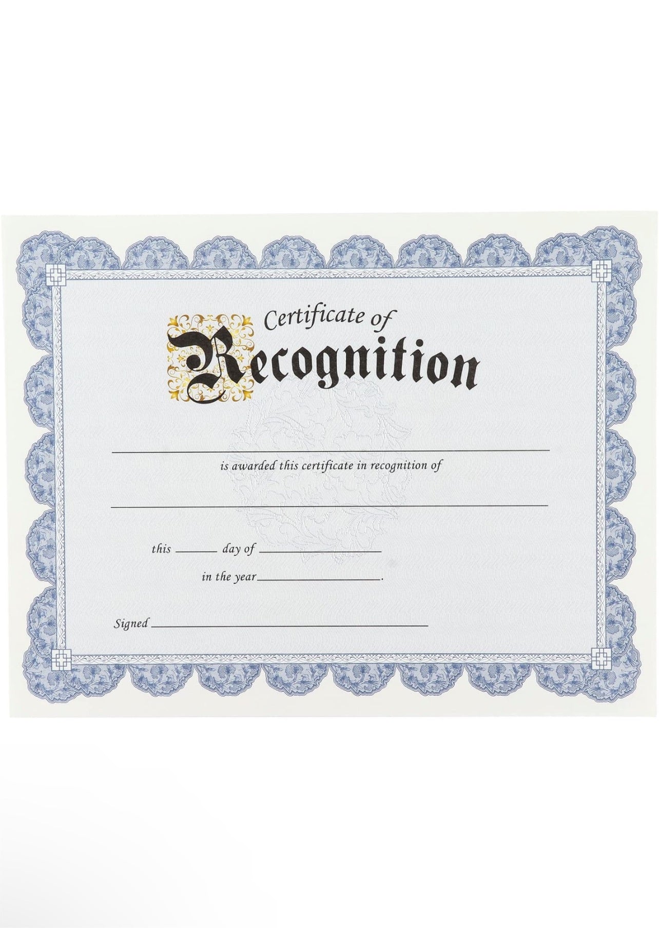48 Sheets Blue Certificate of Recognition Award Paper with Gold Foil Sticker Seals for Graduation Diploma, Achievements (8.5 x 11 in)