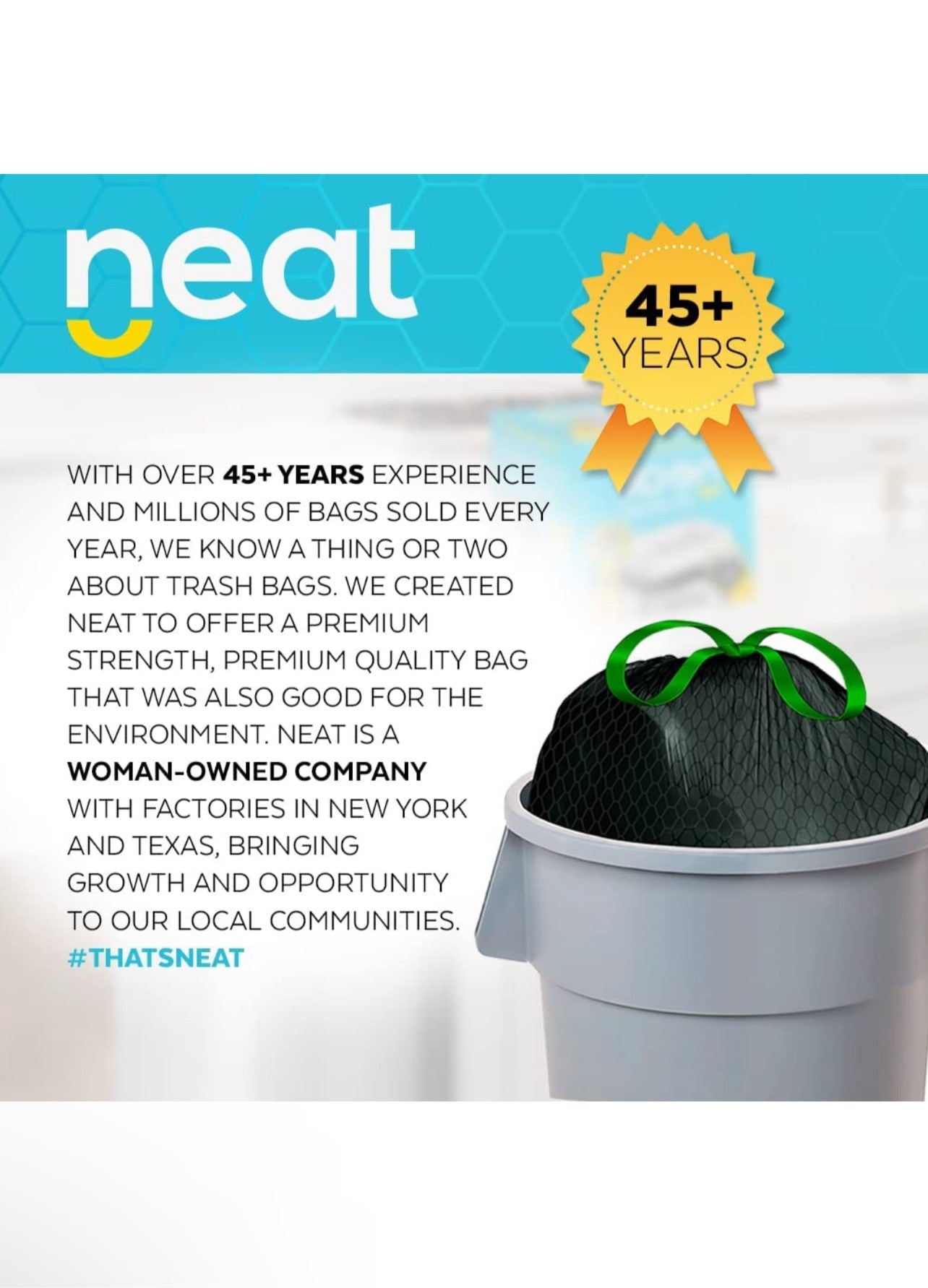 Neat Tall Kitchen 30 Gallon Drawstring Trash Bags - (MEGA 120 COUNT)