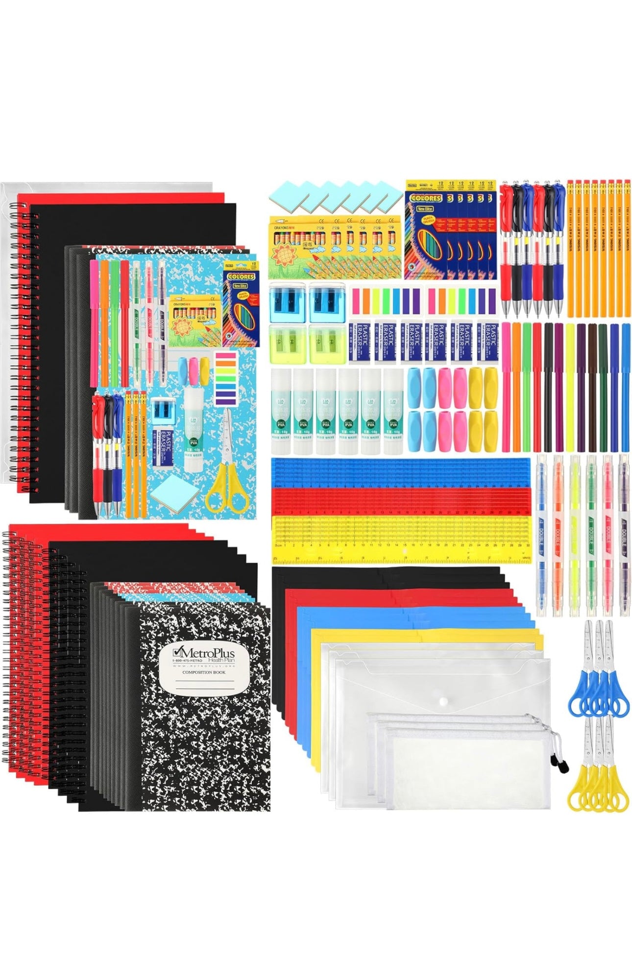 6 Set School Supply Kit 88 Pcs Back to School Supplies for Students School Essential Supplies Bundle Kit