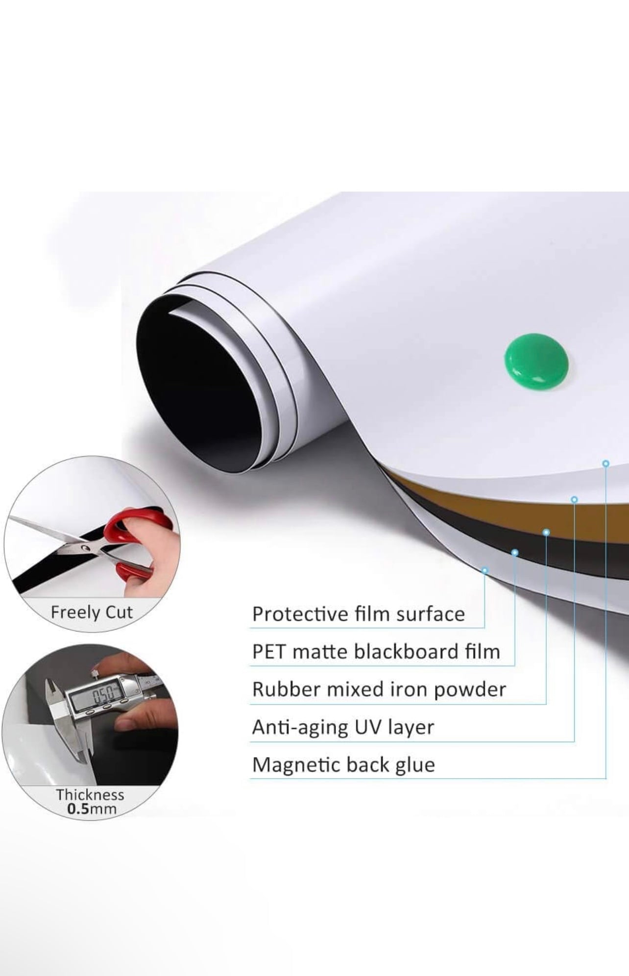 Magnetic Whiteboard Contact Paper for Wall 48x36 inches, Magnetic Dry Erase White Board Sticker with Non-Adhesive Backing