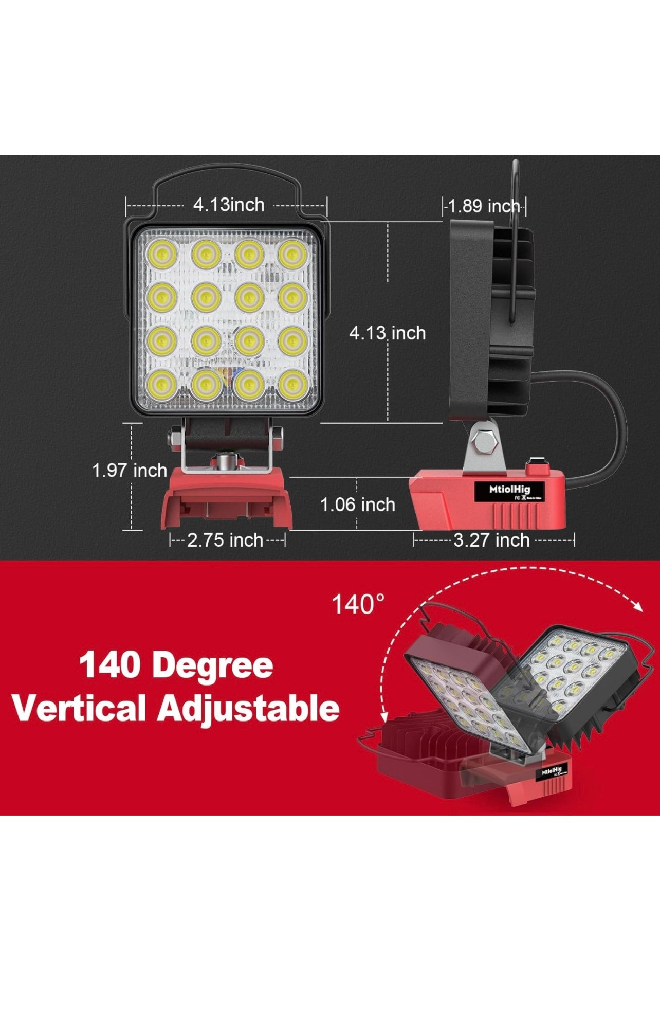 LED Work Light for Milwaukee 18v Battery, 34W 3400Lumens Battery Powered LED Flood Light