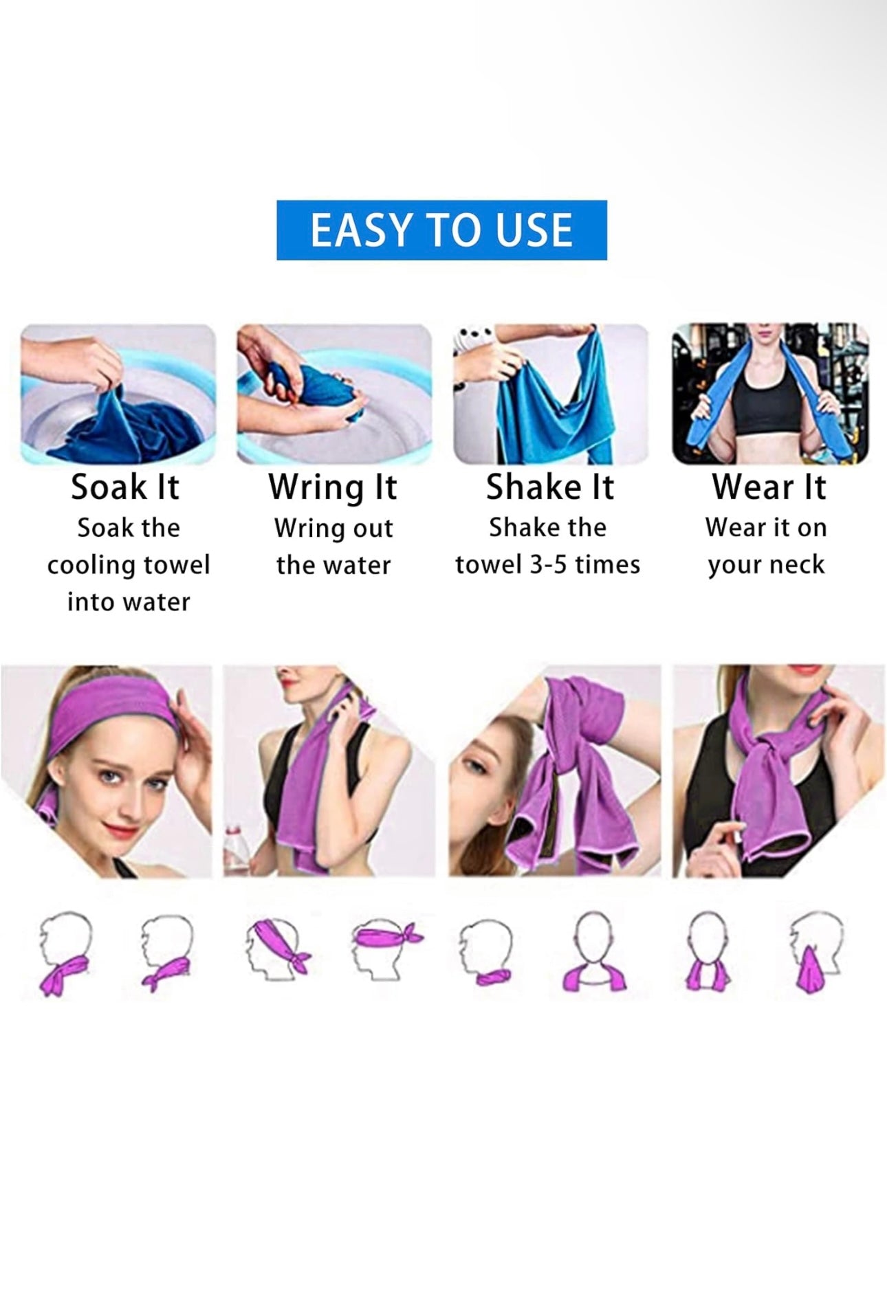 30pcs Microfiber Cooling Towel for Neck and Face