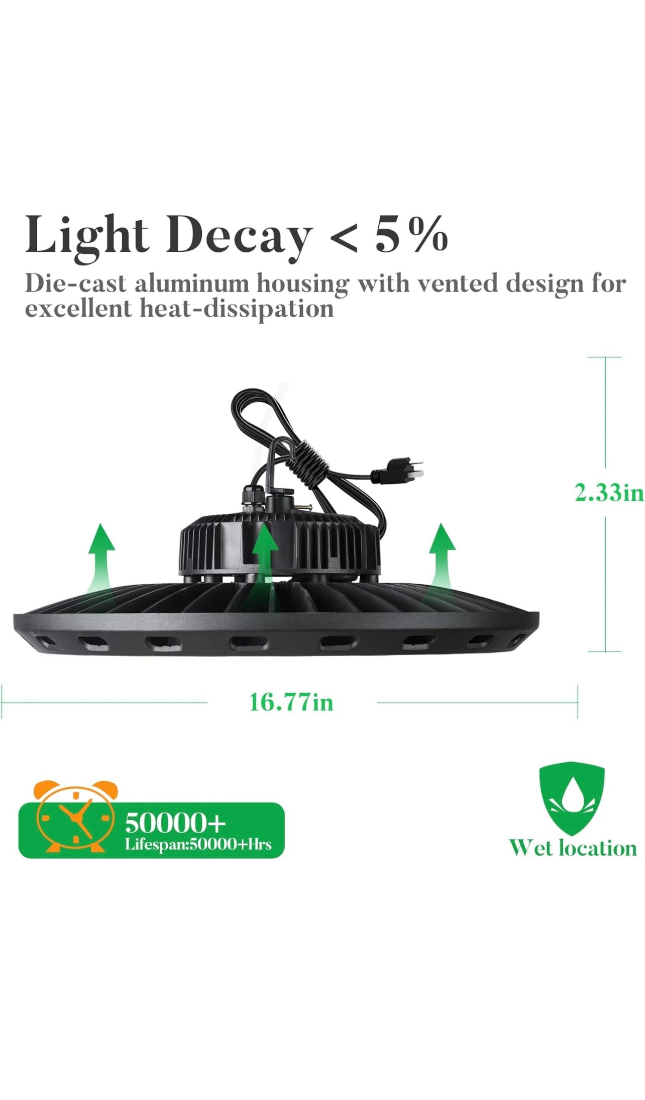 4 Pack, 400W LED High Bay Light 60000LM 0-10V Dimmable Commercial Bay Lighting, 5000K AC100-277V