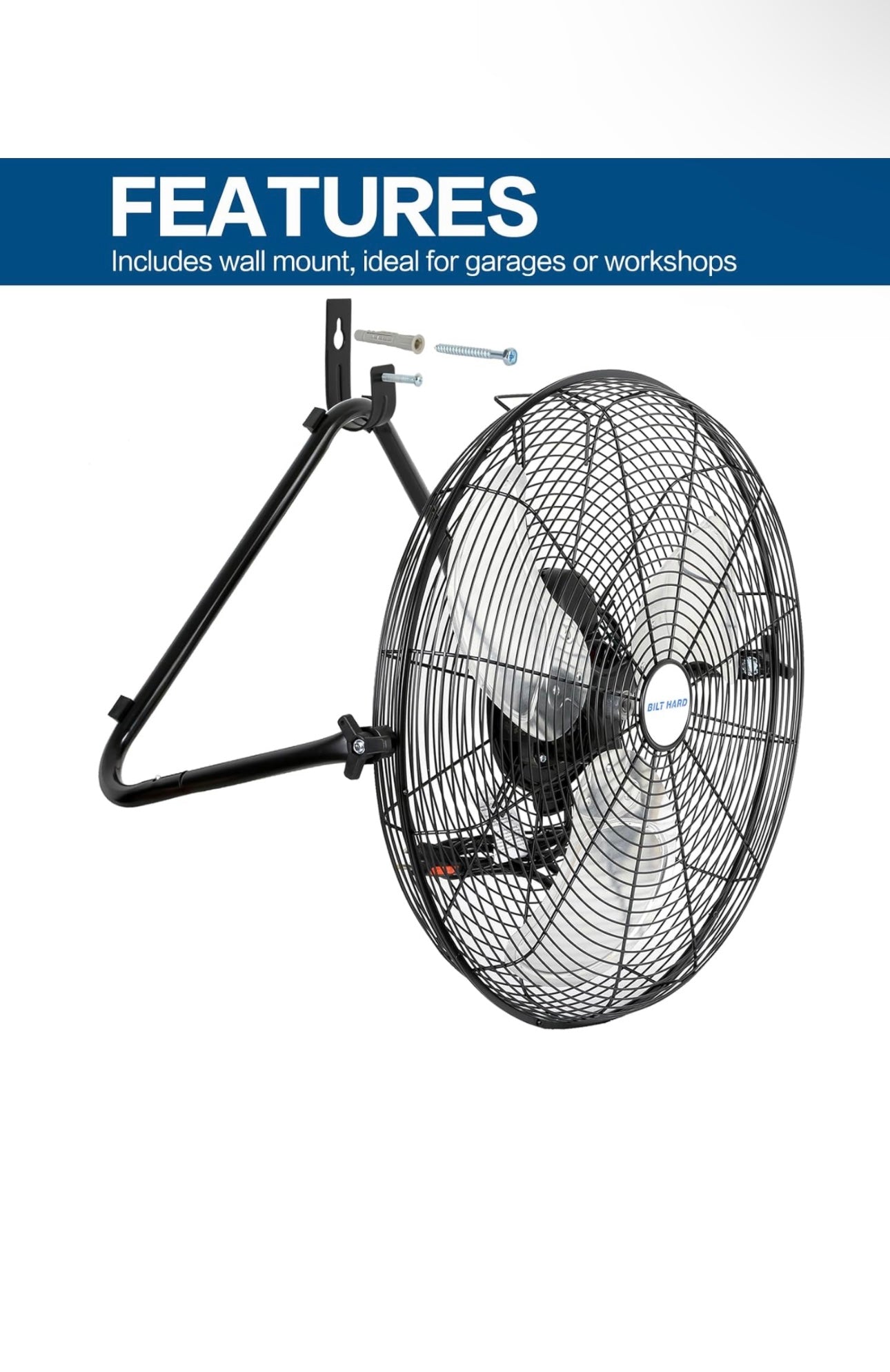 20" High Velocity Floor Fan, 4600 CFM 3-Speed Industrial Shop Fan 2 Pack