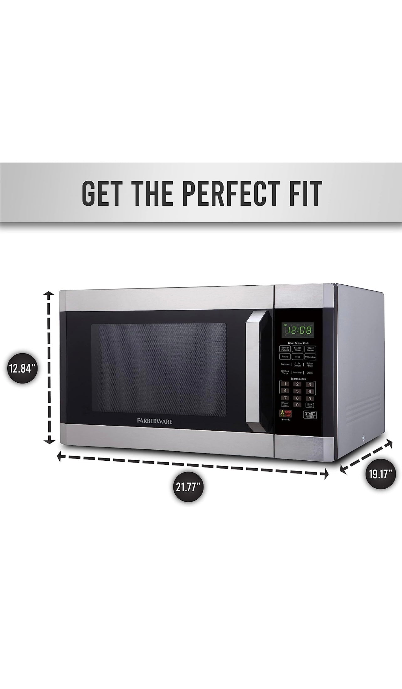 Countertop Microwave 1100 Watts, 1.6 cu ft - Smart Sensor Microwave Oven With LED Lighting and Child
Lock