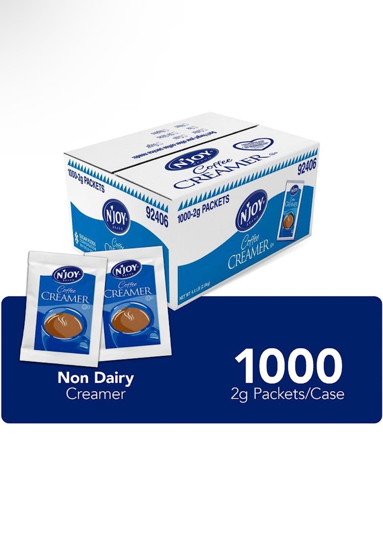 N'Joy Non-Dairy Creamer | 2g Packets, 1000 Count | Single Serve Portion | Bulk Size