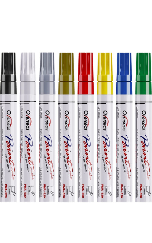 Paint Marker Pens - 8 Colors Oil Based Paint Markers, Permanent, Waterproof, Quick Dry, Medium Tip, Assorted Color Paint Pen for Metal, Wood, Fabric, Plastic, Rock Painting, Stone, Mugs, Canvas, Glass