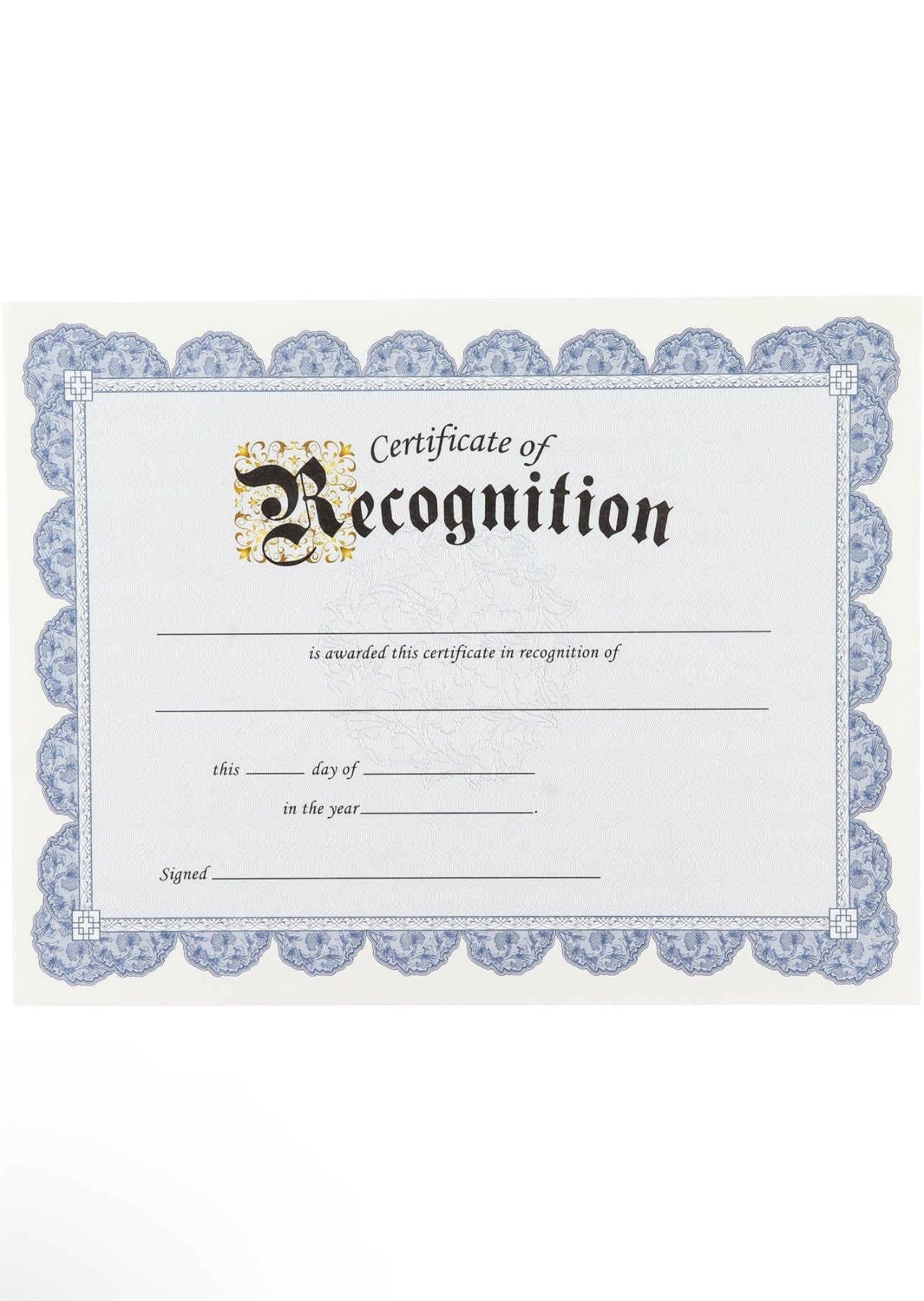 48 Sheets Blue Floral Certificate of Completion Paper for Printing with  Gold Foil Sticker Seals - Customizable with Border for Graduation, Diploma,  Awards, Recognition Documents (8.5 x 11 in)
