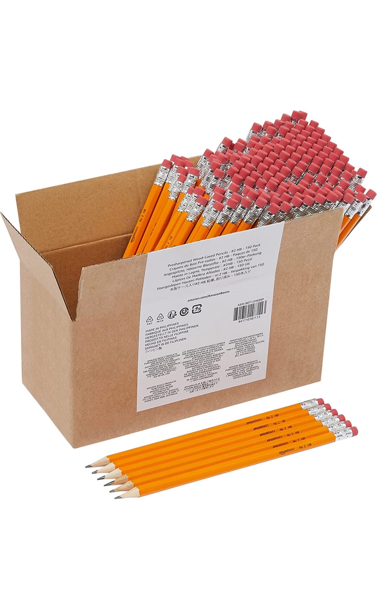 Woodcased #2 Pencils, Pre-sharpened, HB Lead - Box of 150, Bulk Box